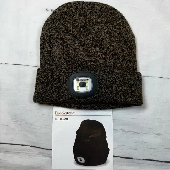 Brookstone Dark Brown LED Beanie NWOT - Picture 1 of 1